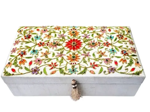 絲綢刺繡首飾盒